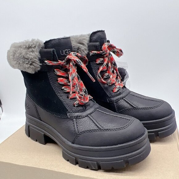 UGG Ashton Addie Platform Ankle Boots Women’s Black Waterproof Leather US 7.5 - Picture 2 of 14